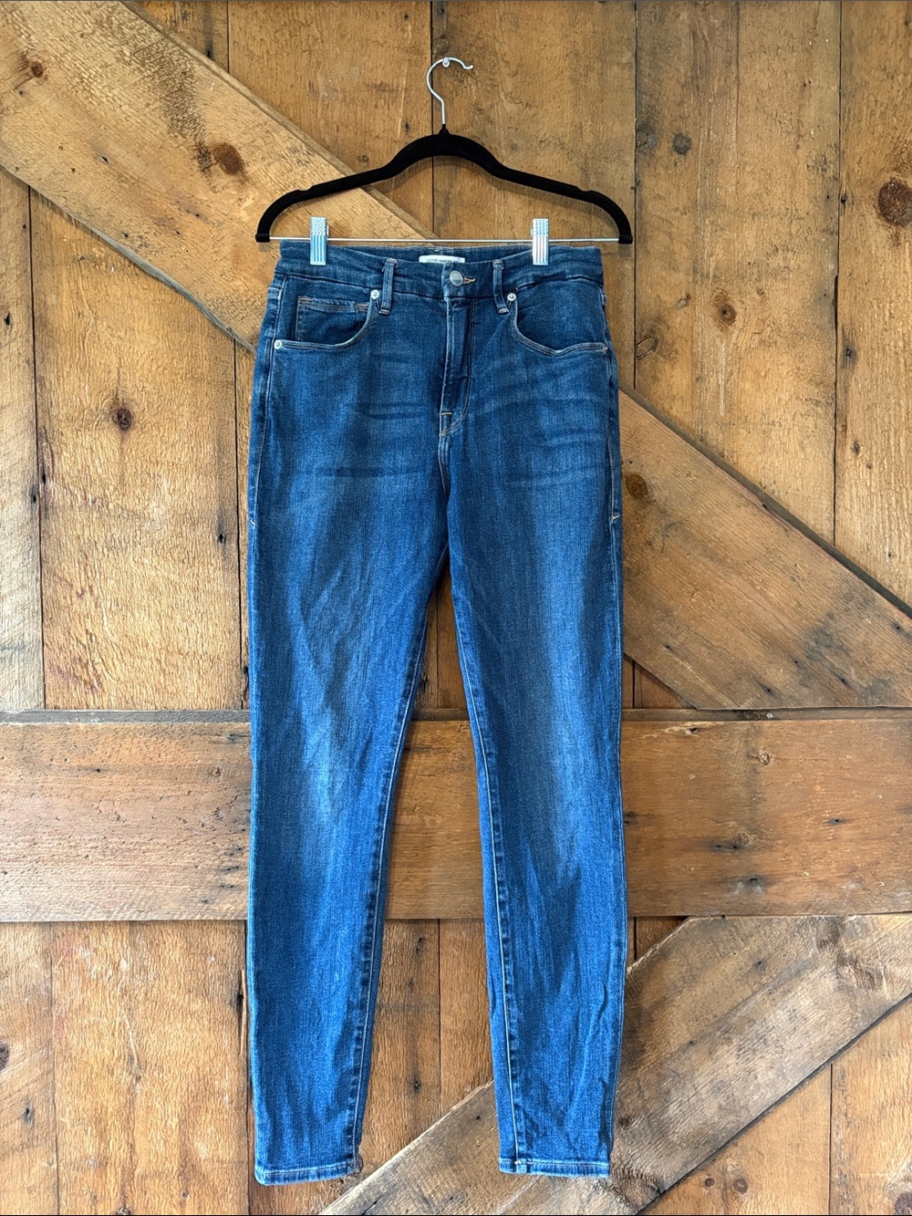 Good American Good Legs High Rise Skinny Jeans Dark Blue GAGL899 Size 10/30